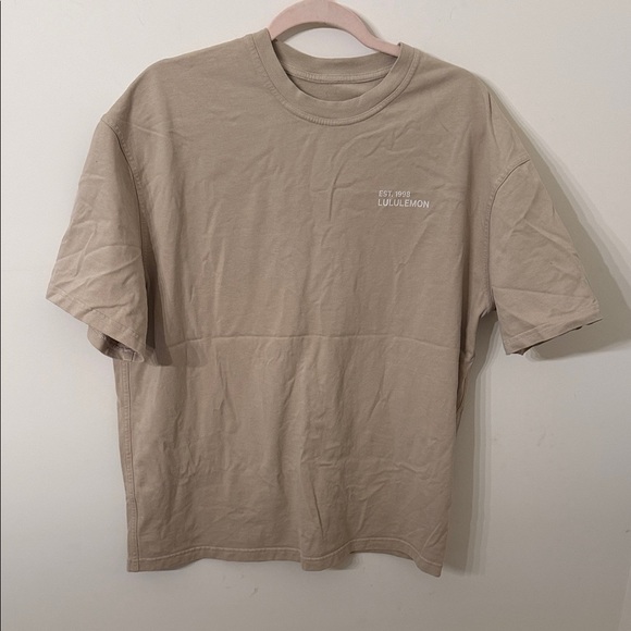 lululemon athletica Tops - Lululemon brushed heavyweight crewneck oversized t-shirt in Mojave Tan M EUC